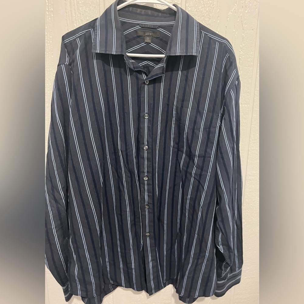 Men's sz xxl long sleeve striped button up shirt